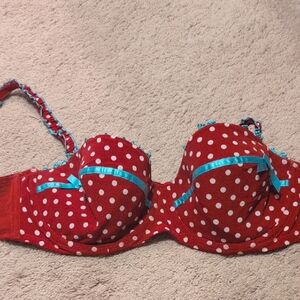 Cacique Red Bra with Teal Highlights